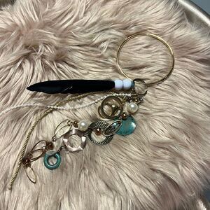 Teal + White + Gold Bangle Bracelet Keychain